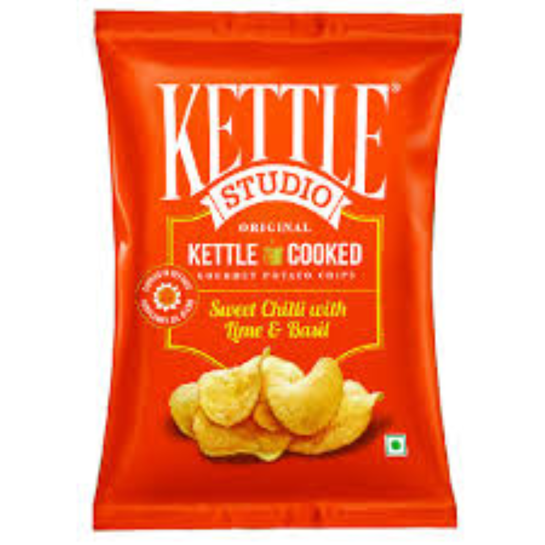 KETTLE COOKED CHIPS SWEET CHILLI LIME N BASIL 125G